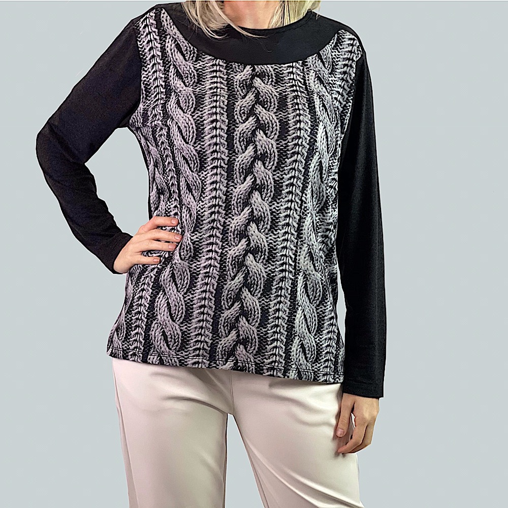 Black Crew Neck Long Sleeve Top